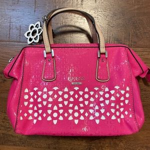 GUESS Bianco Nero Laser-Cut Frame Purse Bag